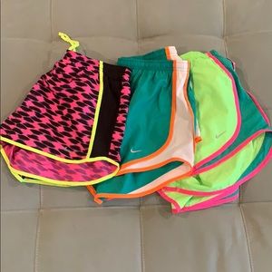 Athletic shorts. Three pairs.